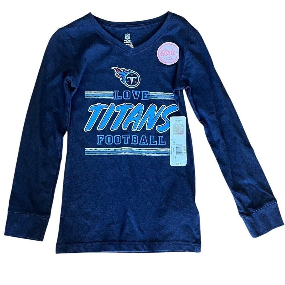 Love Tennessee Titans NFL Team Apparel 7/8 Girls Medium Long Sleeve T-Shirt NWT